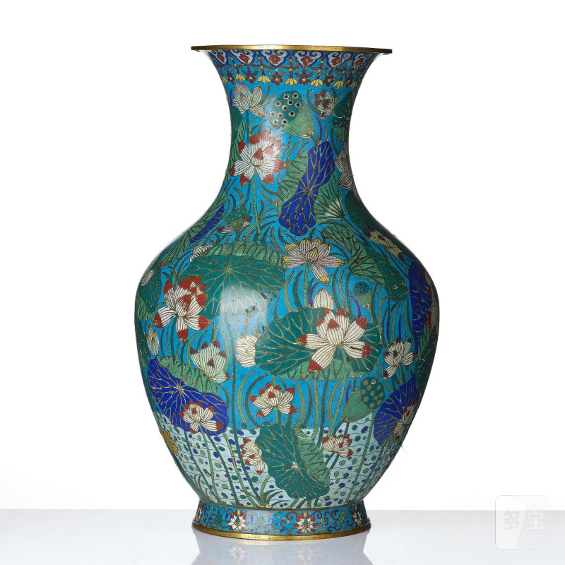 A massive and fine cloisonné enamel 'lotus' vase, - 图4